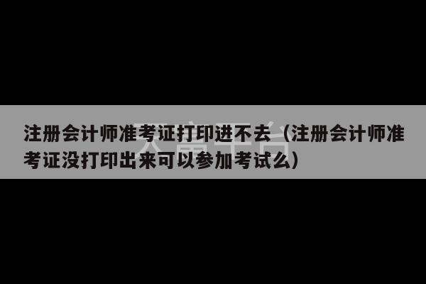 注册会计师准考证打印进不去（注册会计师准考证没打印出来可以参加考试么）-第1张图片-天富注册【会员登录平台】天富服装