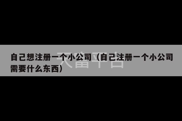 自己想注册一个小公司（自己注册一个小公司需要什么东西）-第1张图片-天富注册【会员登录平台】天富服装