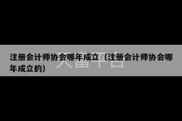 注册会计师协会哪年成立（注册会计师协会哪年成立的）-第1张图片-天富注册【会员登录平台】天富服装