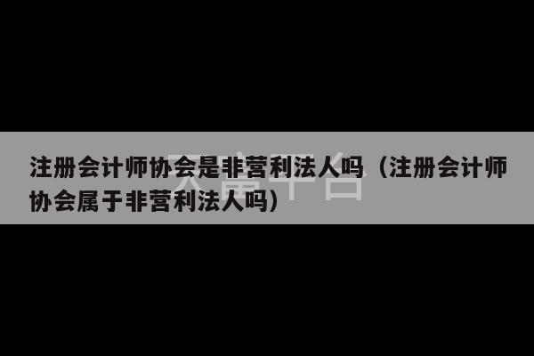 注册会计师协会是非营利法人吗（注册会计师协会属于非营利法人吗）-第1张图片-天富注册【会员登录平台】天富服装