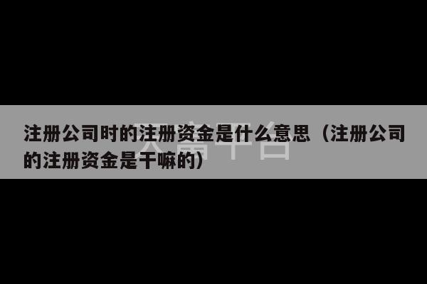 注册公司时的注册资金是什么意思（注册公司的注册资金是干嘛的）-第1张图片-天富注册【会员登录平台】天富服装