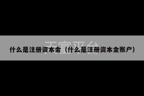 什么是注册资本金（什么是注册资本金账户）-第1张图片-天富注册【会员登录平台】天富服装