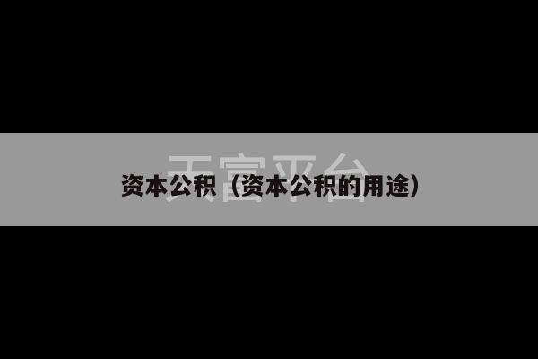 资本公积（资本公积的用途）-第1张图片-天富注册【会员登录平台】天富服装