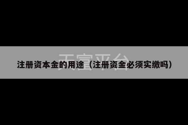 注册资本金的用途（注册资金必须实缴吗）-第1张图片-天富注册【会员登录平台】天富服装