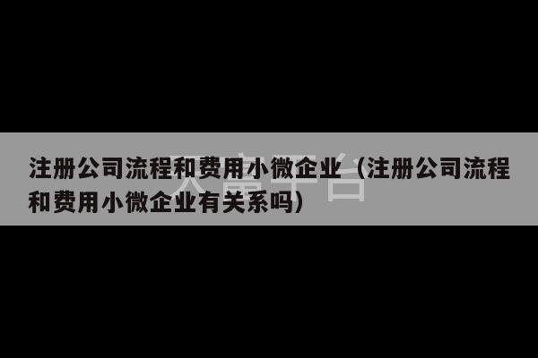 注册公司流程和费用小微企业（注册公司流程和费用小微企业有关系吗）-第1张图片-天富注册【会员登录平台】天富服装