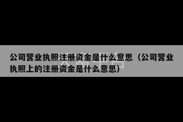 公司营业执照注册资金是什么意思（公司营业执照上的注册资金是什么意思）-第1张图片-天富注册【会员登录平台】天富服装