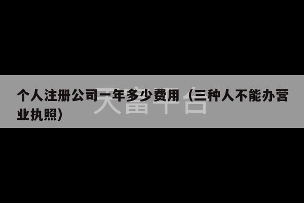 个人注册公司一年多少费用（三种人不能办营业执照）-第1张图片-天富注册【会员登录平台】天富服装