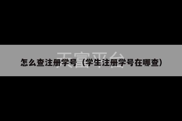 怎么查注册学号（学生注册学号在哪查）-第1张图片-天富注册【会员登录平台】天富服装